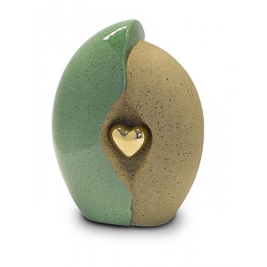Medium Ceramic Urn (Jade and Sandstone with Gold Heart Motif)